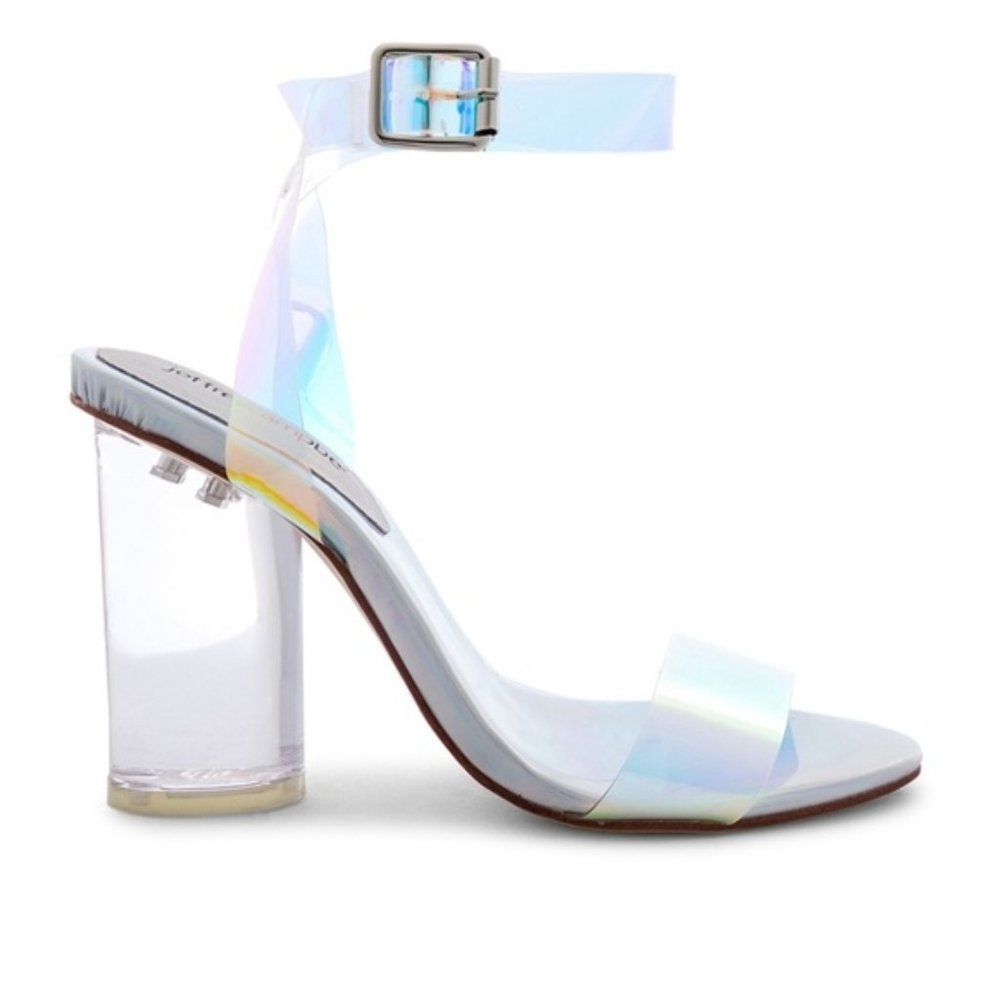 Iridescent Jeffrey Campbell Twelve Heels 6 Holographic Clear Lucite - Picture 2 of 10